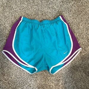 Nike Teal and Purple Running Shorts